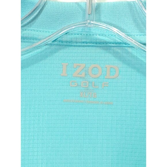 Izod Golf Aqua Blue Polo Shirt XL Ribbed Texture Mens Short Sleeve - Picture 3 of 12